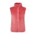 Cozy Teddy Fleece Zip Front Vest - coral
