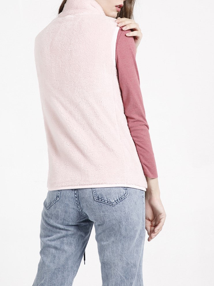 Cozy Teddy Fleece Zip Front Vest - view 4