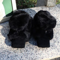 Faux Fur Flip Top Convertible Gloves - Black