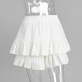 Swiss Dot Tiered Ruffle Mini Skirt - White