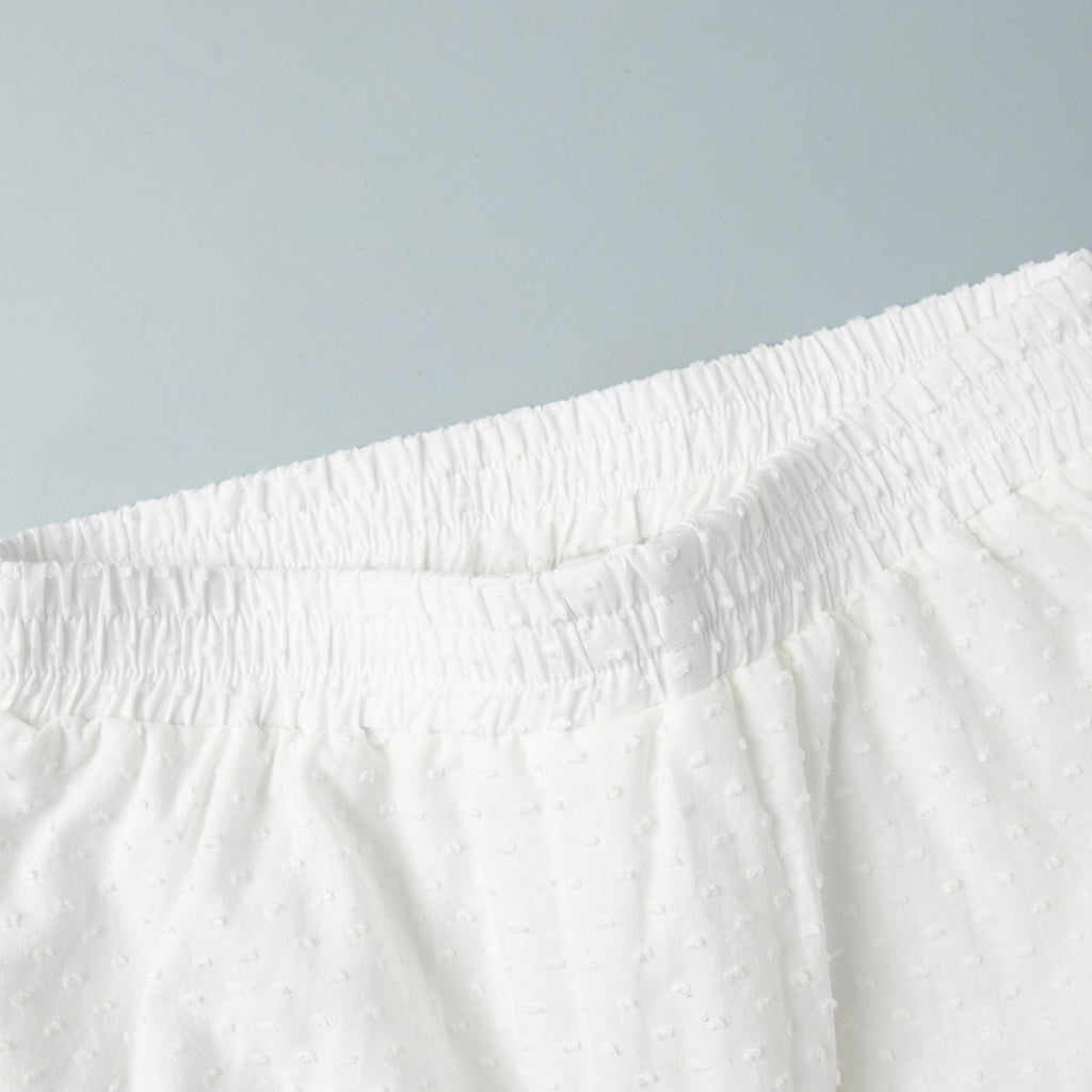 Swiss Dot Tiered Ruffle Mini Skirt - White - 2