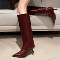 Burgundy Tall Slim Heel