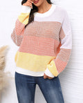 Waffle Knit Colour Block Stripe Top - White
