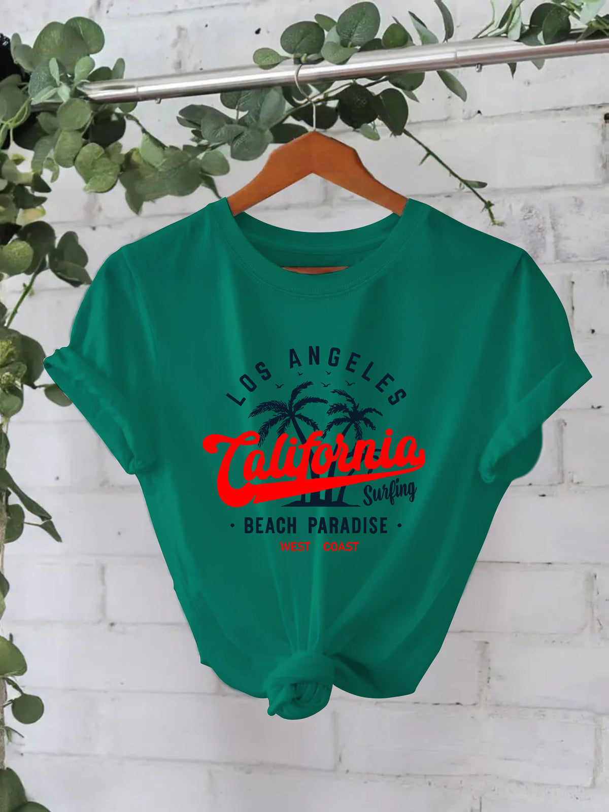 California Palm Print Graphic Tee - Green