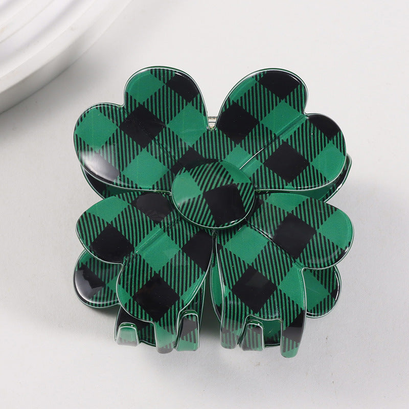 Printed Clover Shape Hair Claw Clip - Color_1