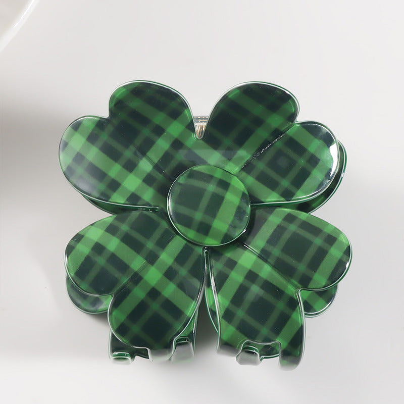 Printed Clover Shape Hair Claw Clip - Color_2