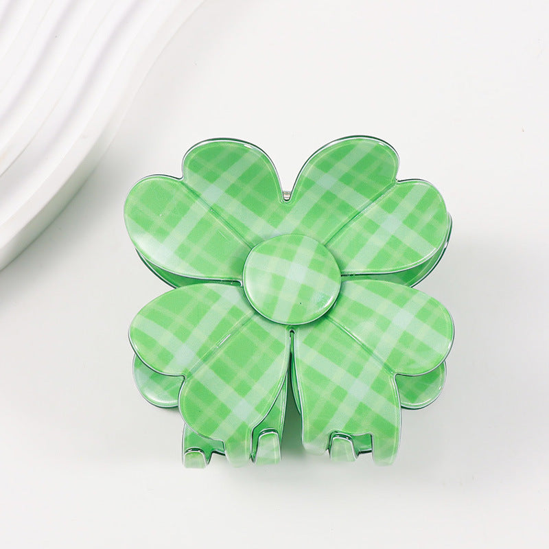 Printed Clover Shape Hair Claw Clip - Color_6