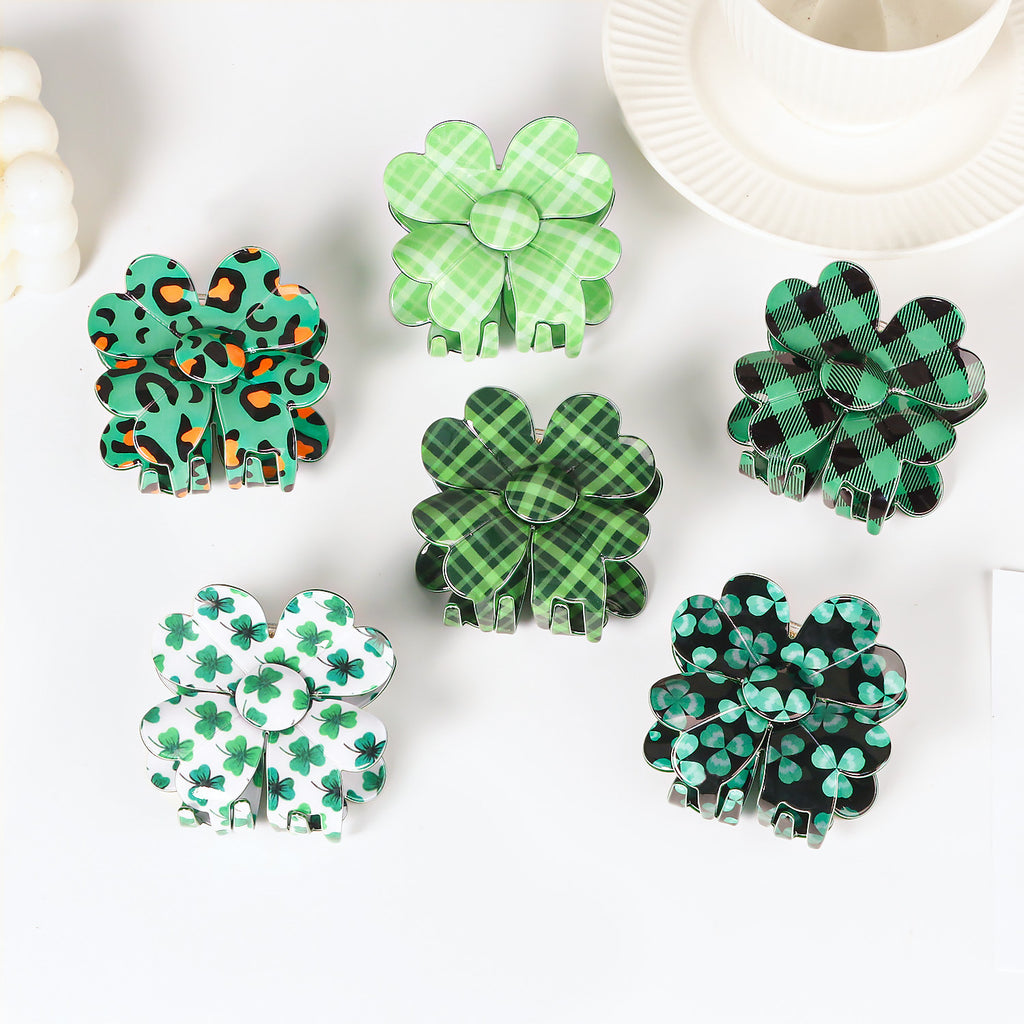 Printed Clover Shape Hair Claw Clip
