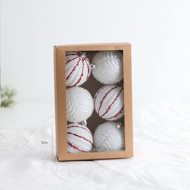 Velvet Christmas Tree Ornaments with Glitter Trim - C11-6PCS