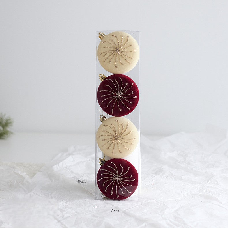 Velvet Christmas Tree Ornaments with Glitter Trim - C3-4PCS