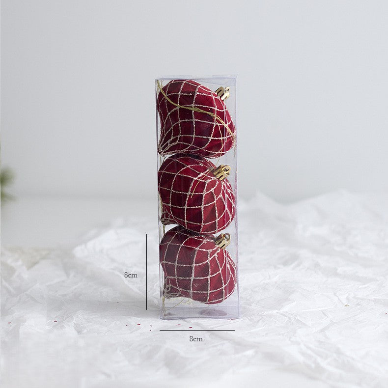 Velvet Christmas Tree Ornaments with Glitter Trim - C5-3PCS