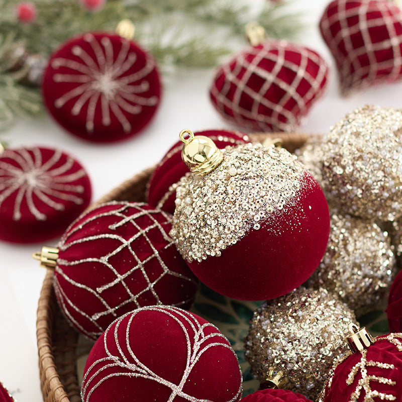 Velvet Christmas Tree Ornaments with Glitter Trim - view 1