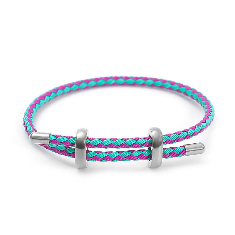 Sliding Bead Braided Cord Bangle Bracelet - C20