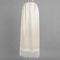 Satin Slip Skirt With Sheer Lace Trim - Apricot