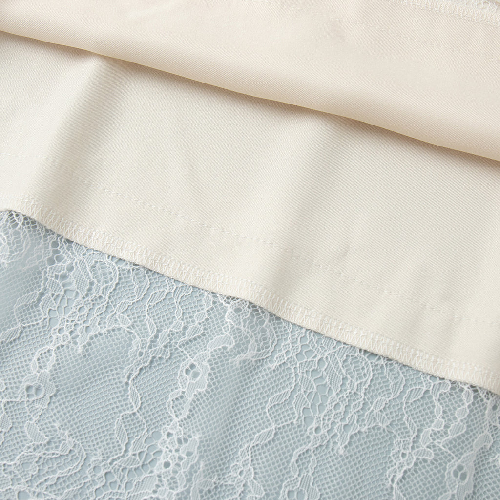 Satin Slip Skirt With Sheer Lace Trim - view 1