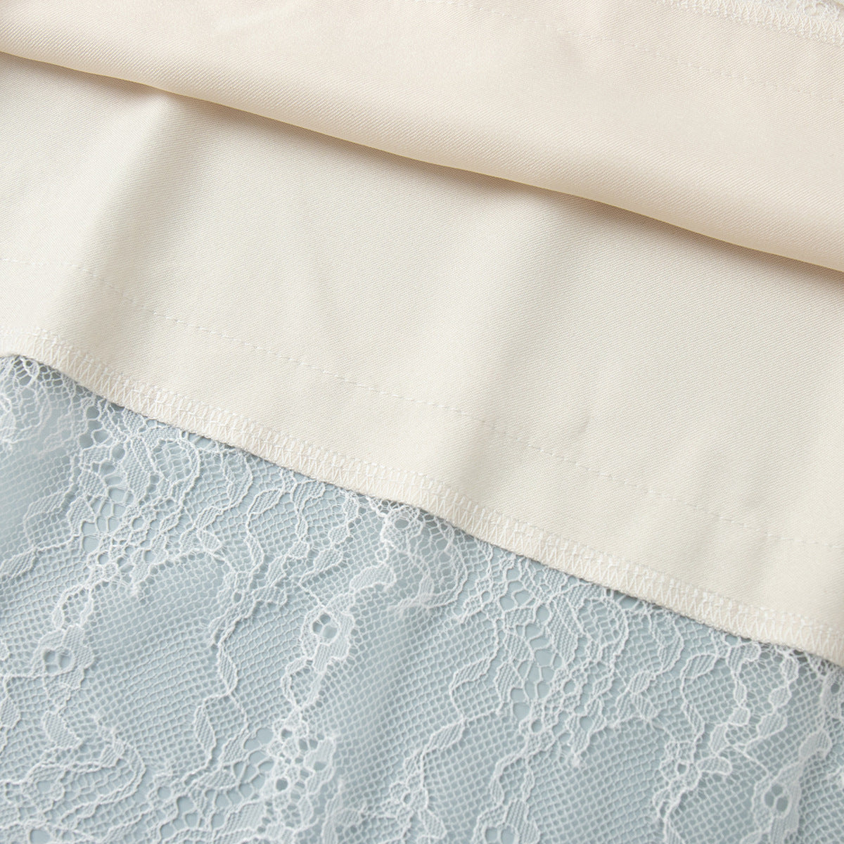 Satin Slip Skirt With Sheer Lace Trim - view 1