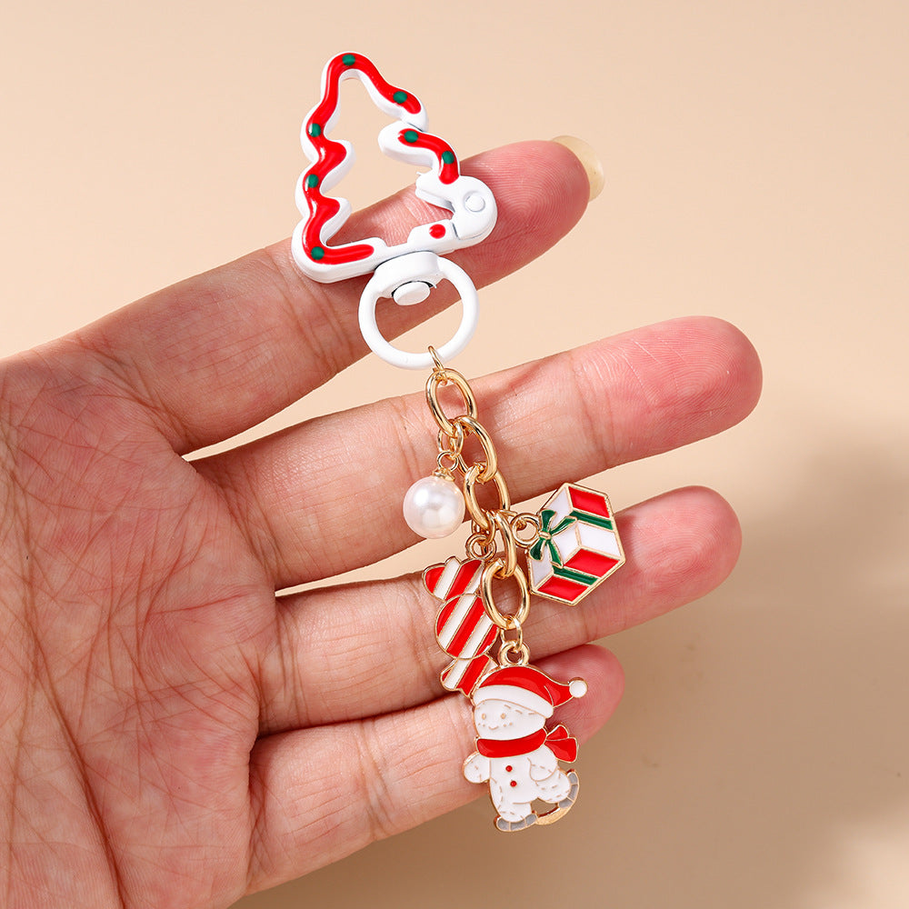 Festive Charm Cluster Christmas Keychain - Snowman
