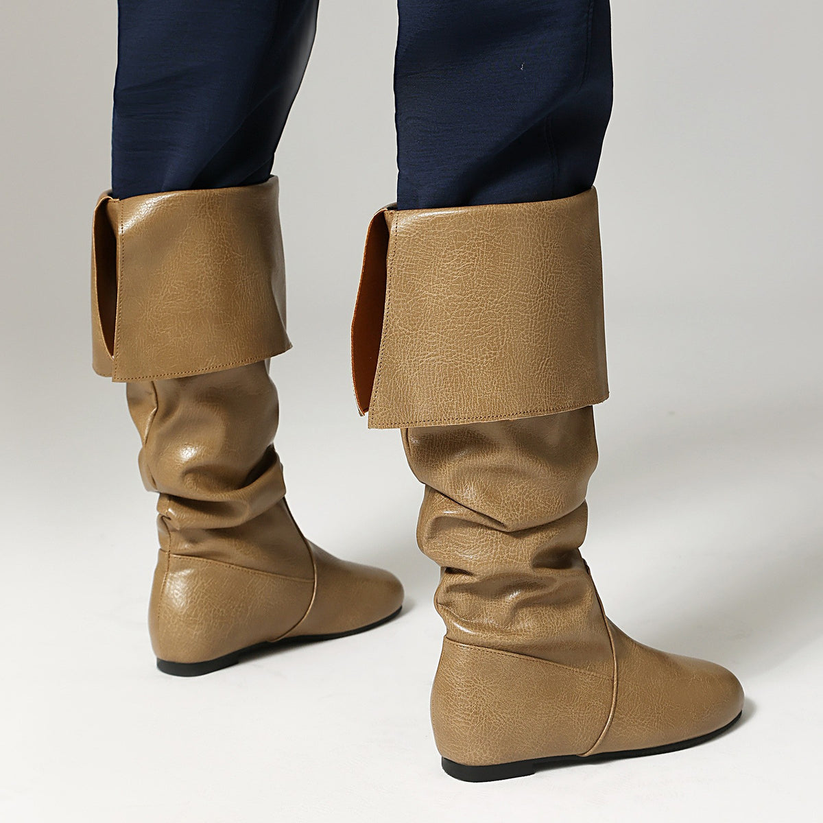 Slouchy Fold Over Cuff Flat Boots