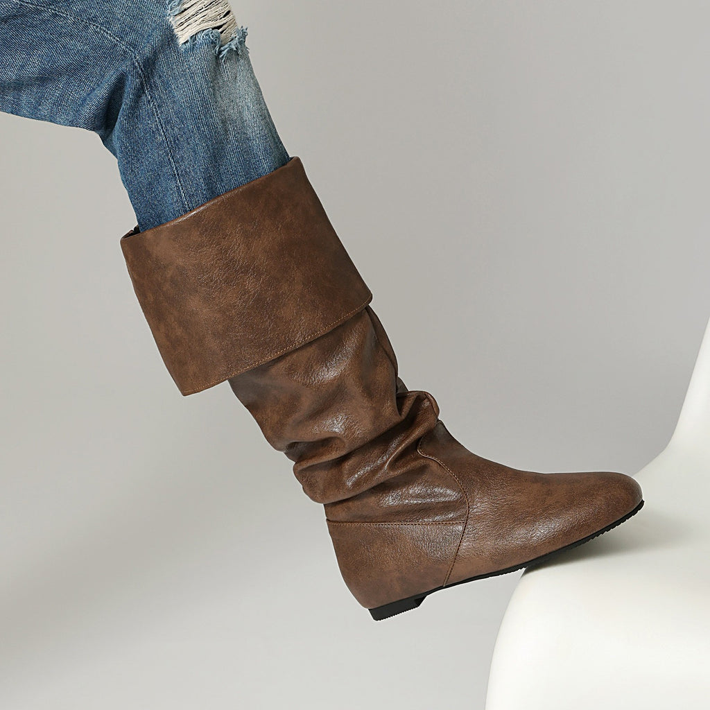 Slouchy Fold Over Cuff Flat Boots