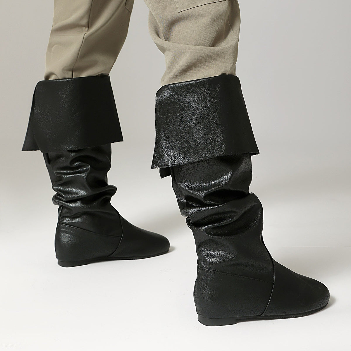 Slouchy Fold Over Cuff Flat Boots
