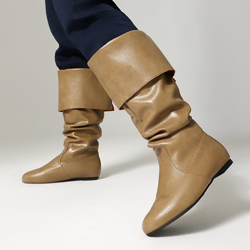 Slouchy Fold Over Cuff Flat Boots