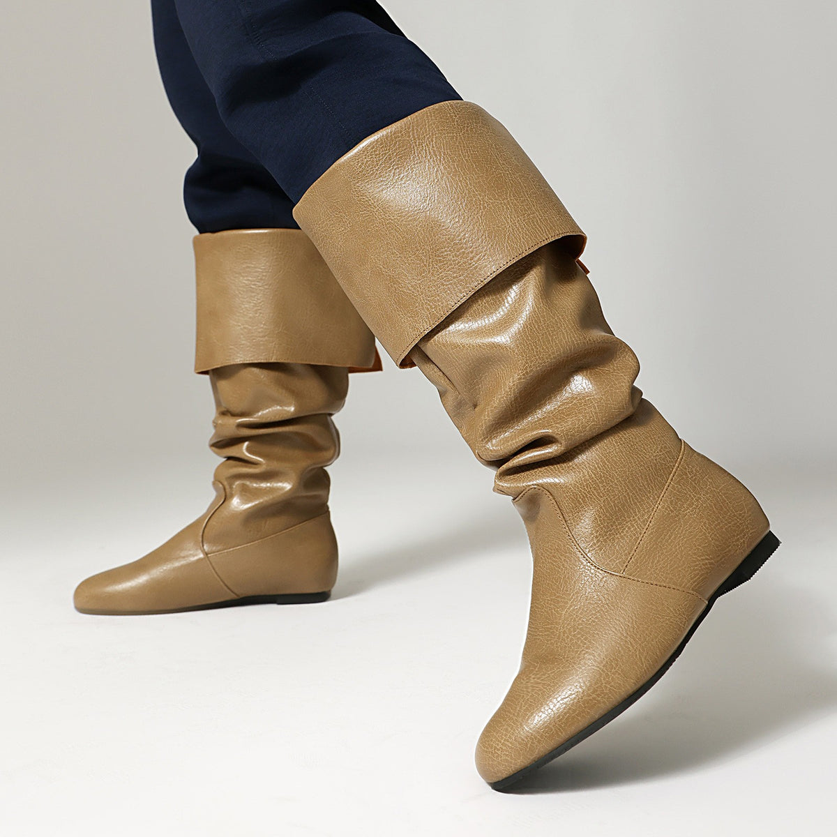 Slouchy Fold Over Cuff Flat Boots