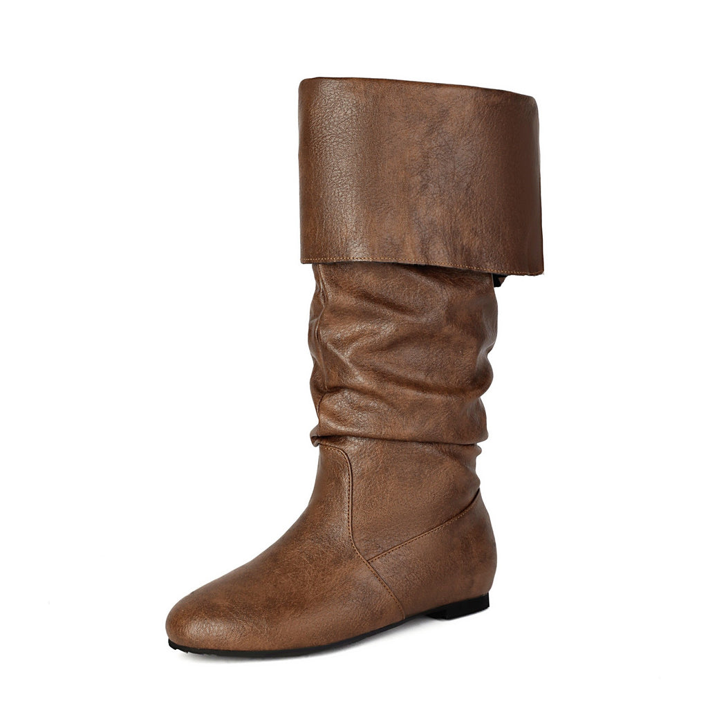 Slouchy Fold Over Cuff Flat Boots