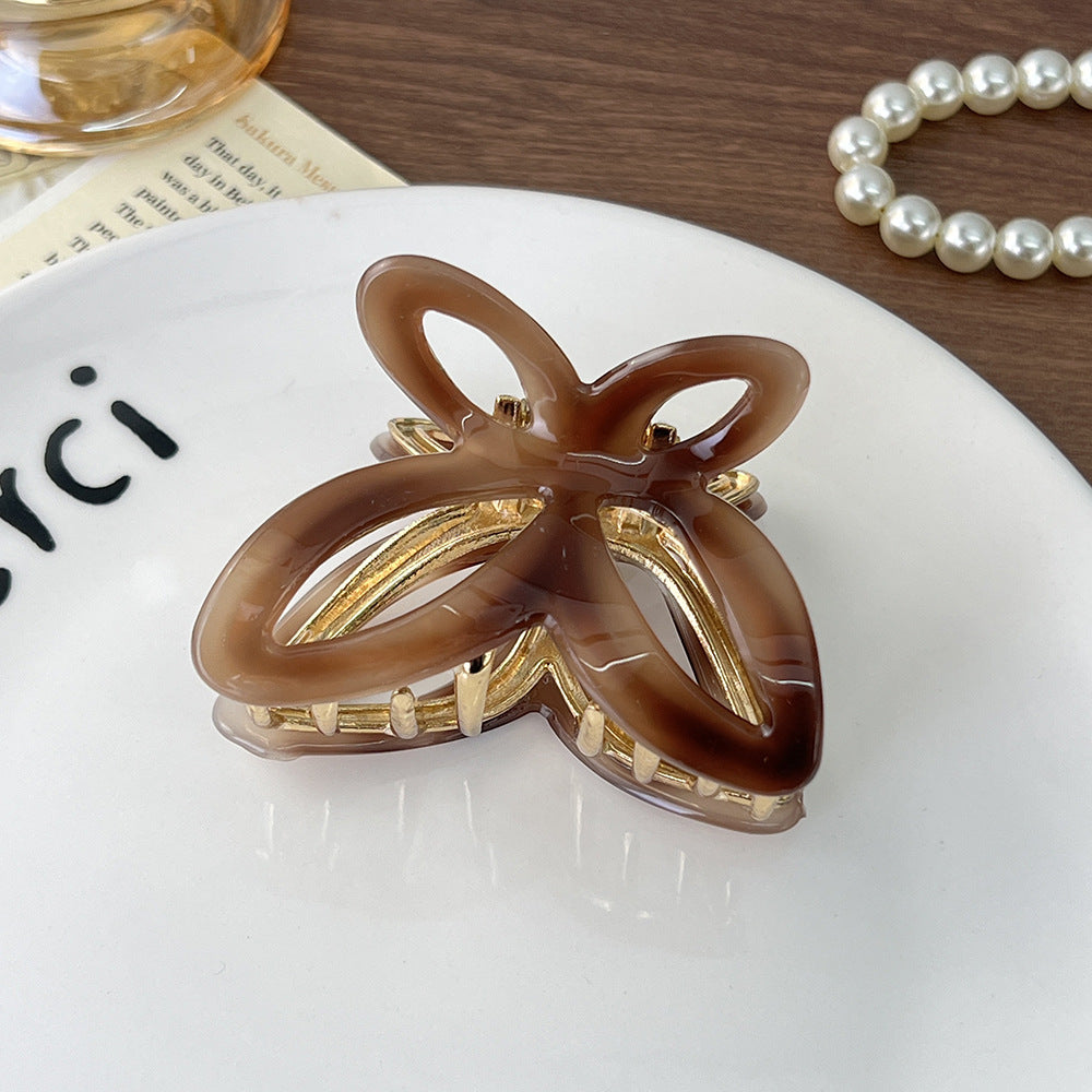 Butterfly Cutout Claw Clip for Thick Hair - Beige_Coffee
