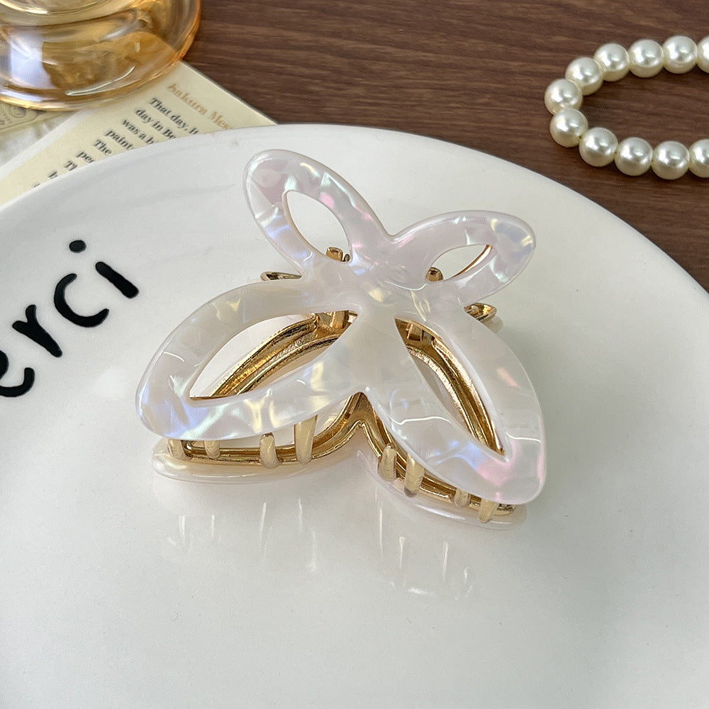 Butterfly Cutout Claw Clip for Thick Hair - White