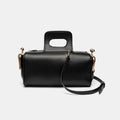 Kiss Lock Barrel Bag with Cutout Handle - Black