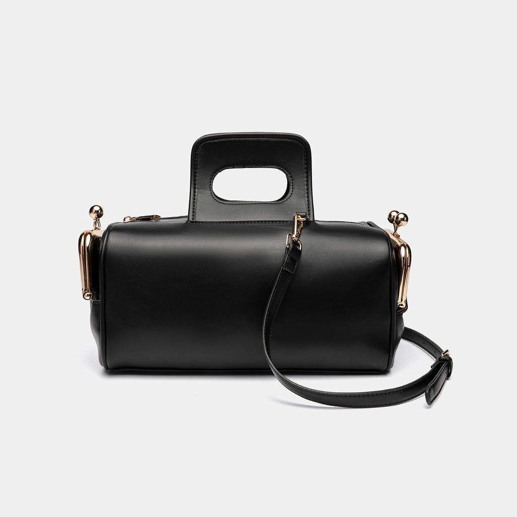 Kiss Lock Barrel Bag with Cutout Handle