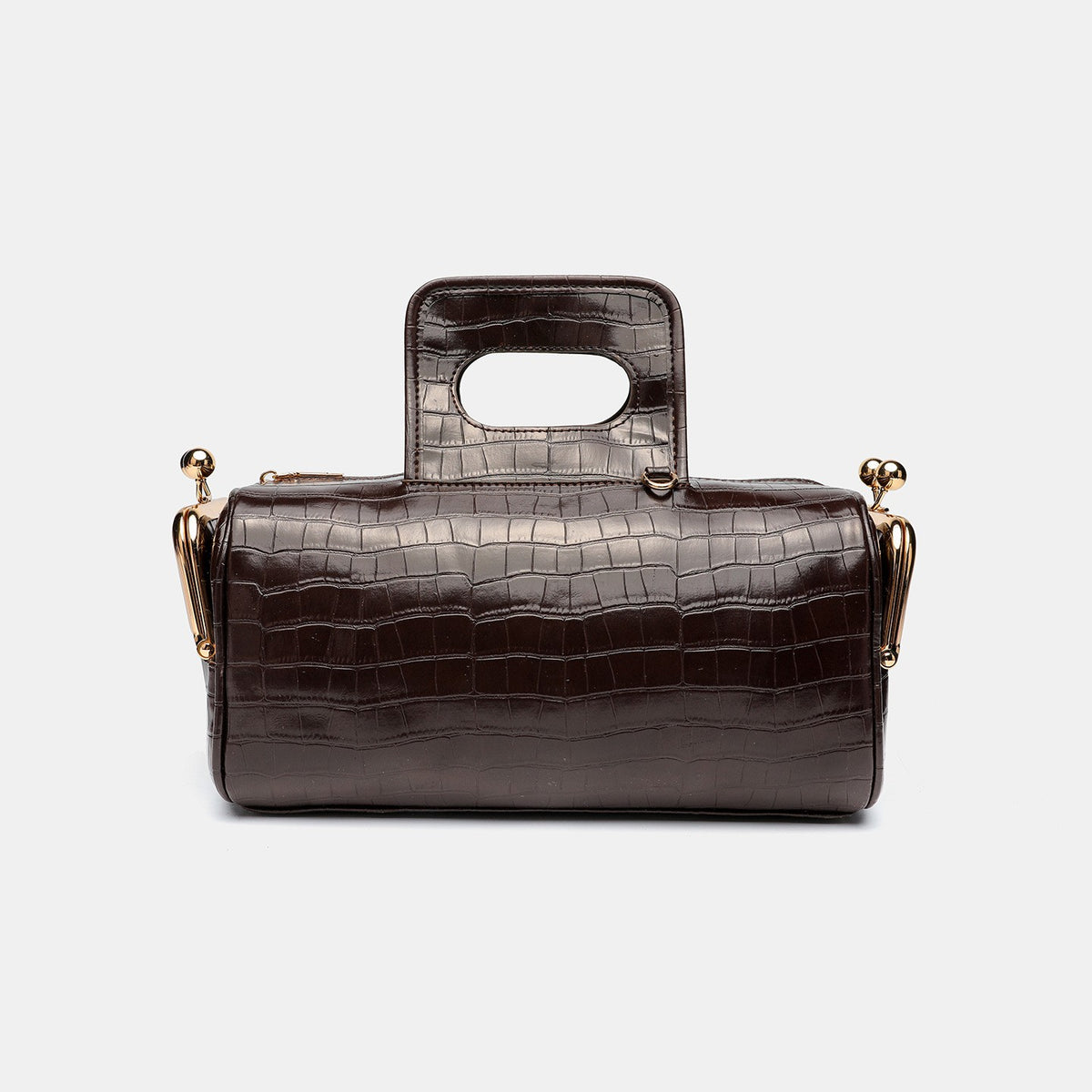 Kiss Lock Barrel Bag with Cutout Handle