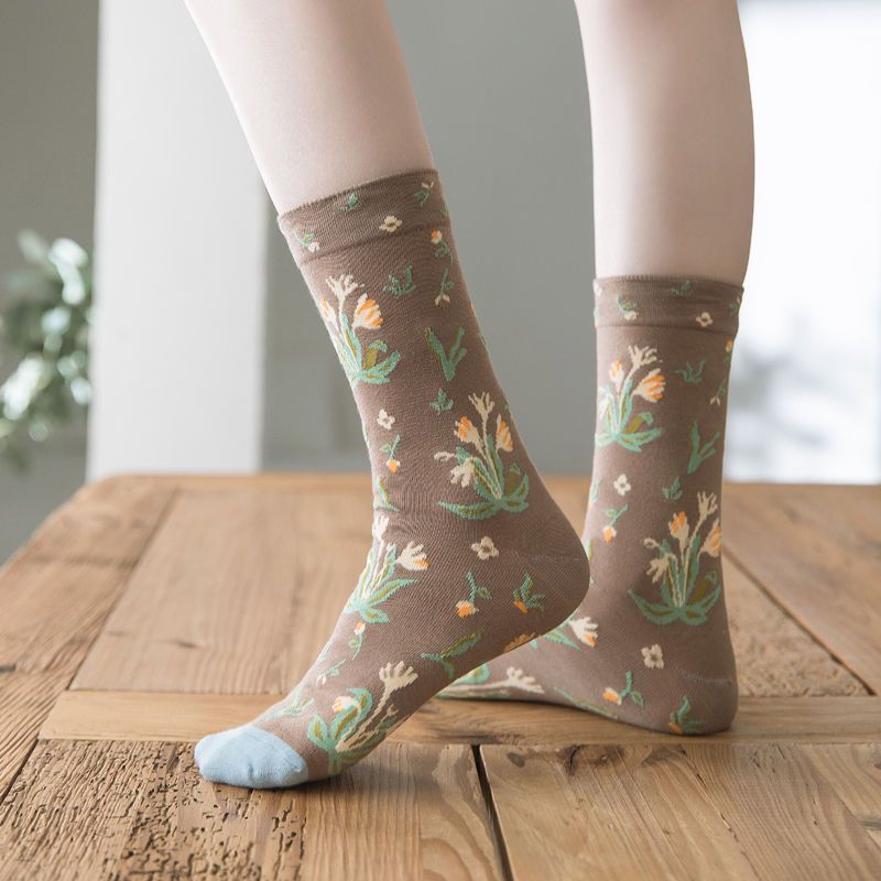 Painterly Botanical Print Crew Socks - Bouquet - 2