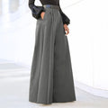 High Waisted Pleated Wide Leg Palazzo Pants - Gray