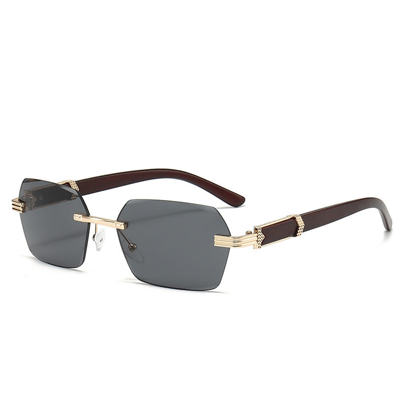 Rimless Hexagon Gradient Lens Sunglasses - 01Black