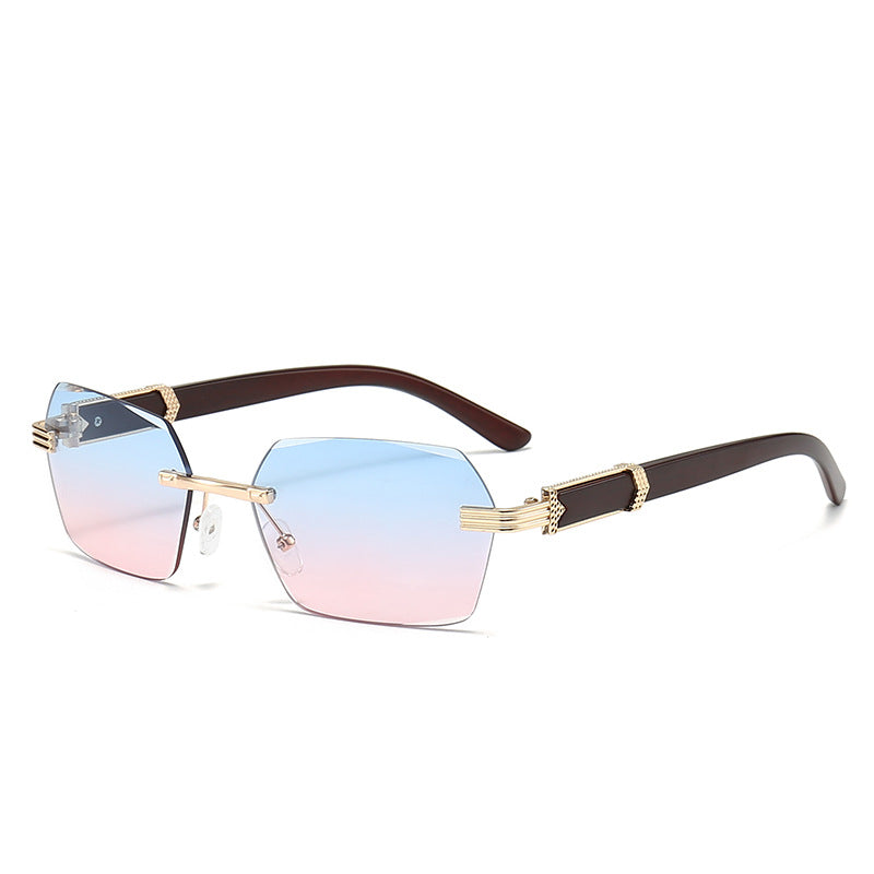Rimless Hexagon Gradient Lens Sunglasses - 02Sunrise