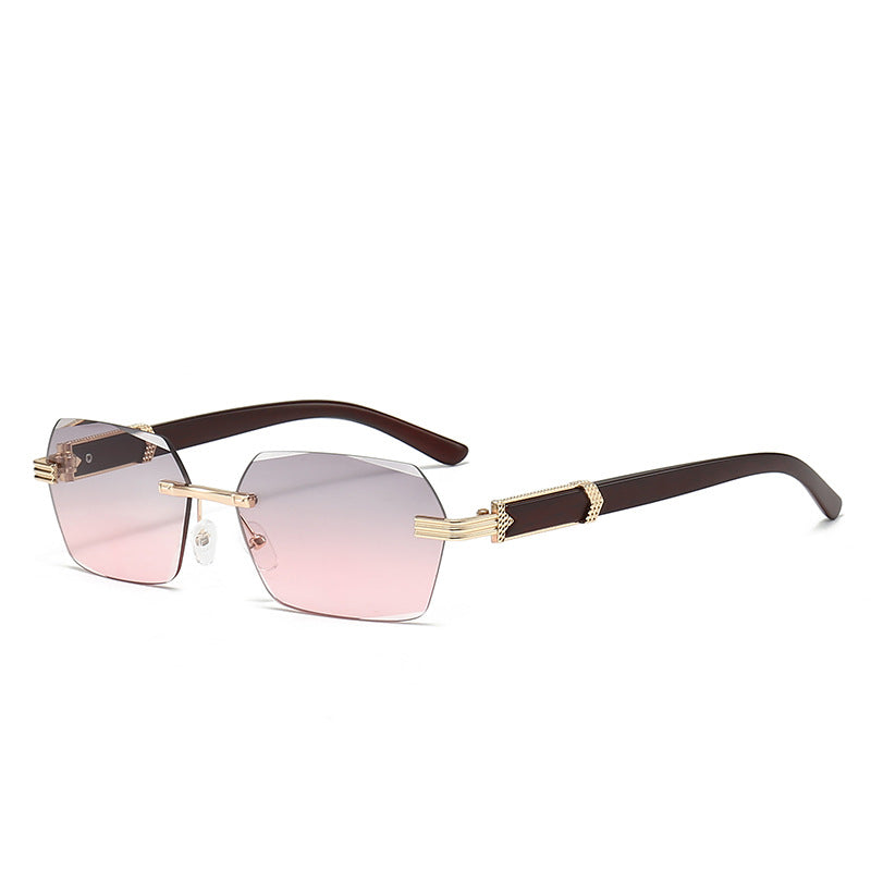 Rimless Hexagon Gradient Lens Sunglasses - 04Sunset