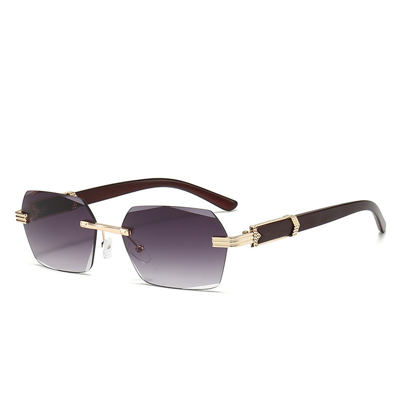 Rimless Hexagon Gradient Lens Sunglasses - 05Grey