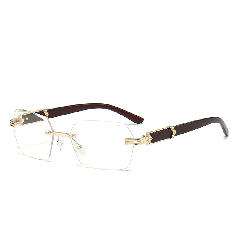 Rimless Hexagon Gradient Lens Sunglasses - 06Clear
