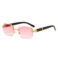 Rimless Hexagon Gradient Lens Sunglasses - 07Pink
