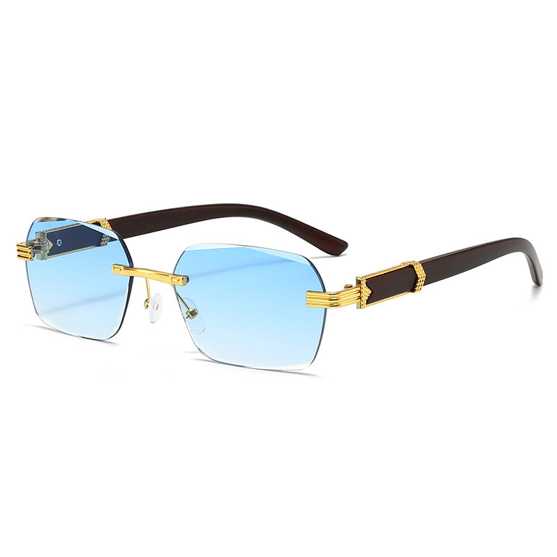 Rimless Hexagon Gradient Lens Sunglasses - 08Blue