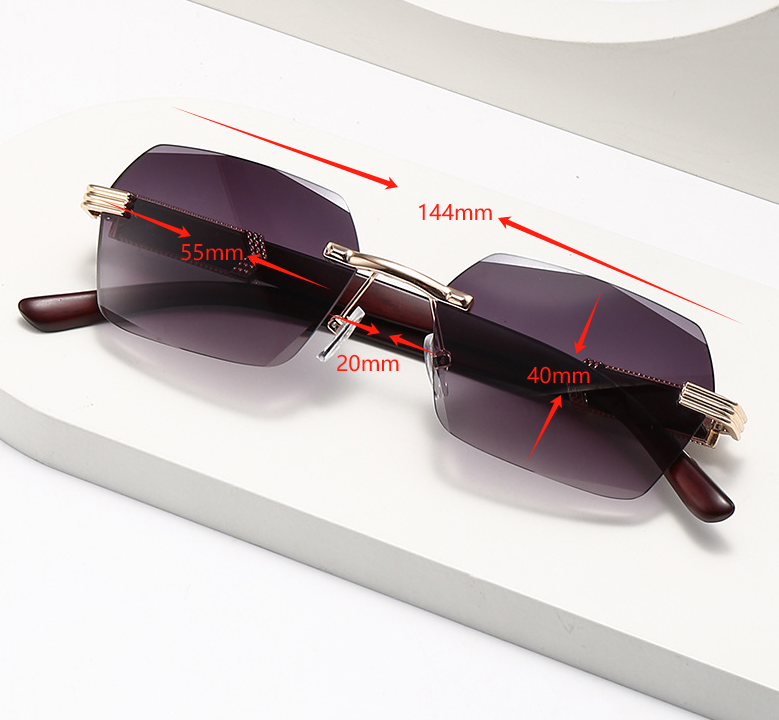 Rimless Hexagon Gradient Lens Sunglasses - view 1