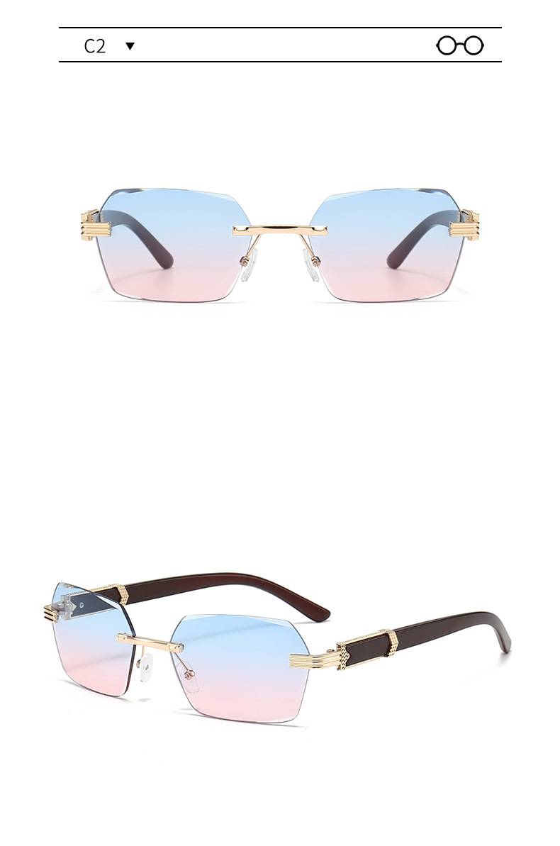 Rimless Hexagon Gradient Lens Sunglasses - view 2