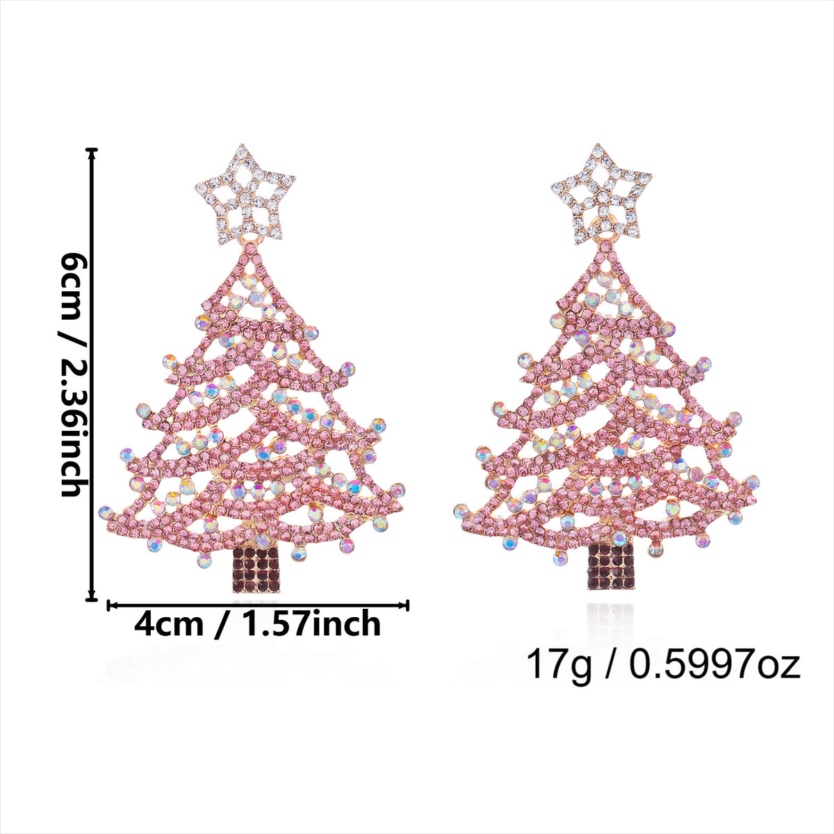 Christmas Tree Dangle Earrings in Enamel and Crystal - NO-3