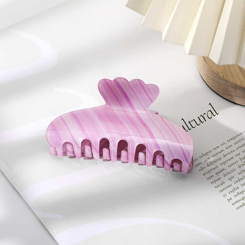 Marbled Gradient Scalloped Claw Hair Clip - Pink