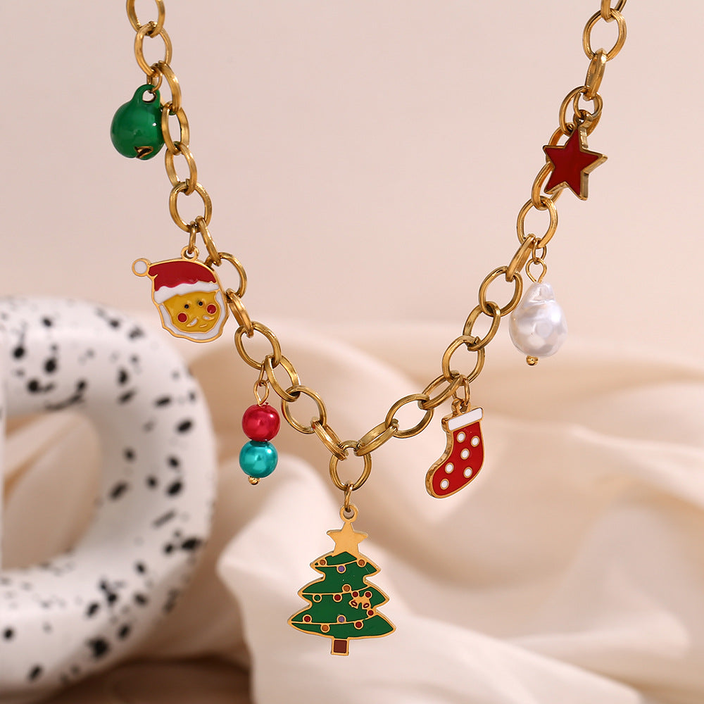 Christmas Stocking and Tree Charm Necklace - view 1