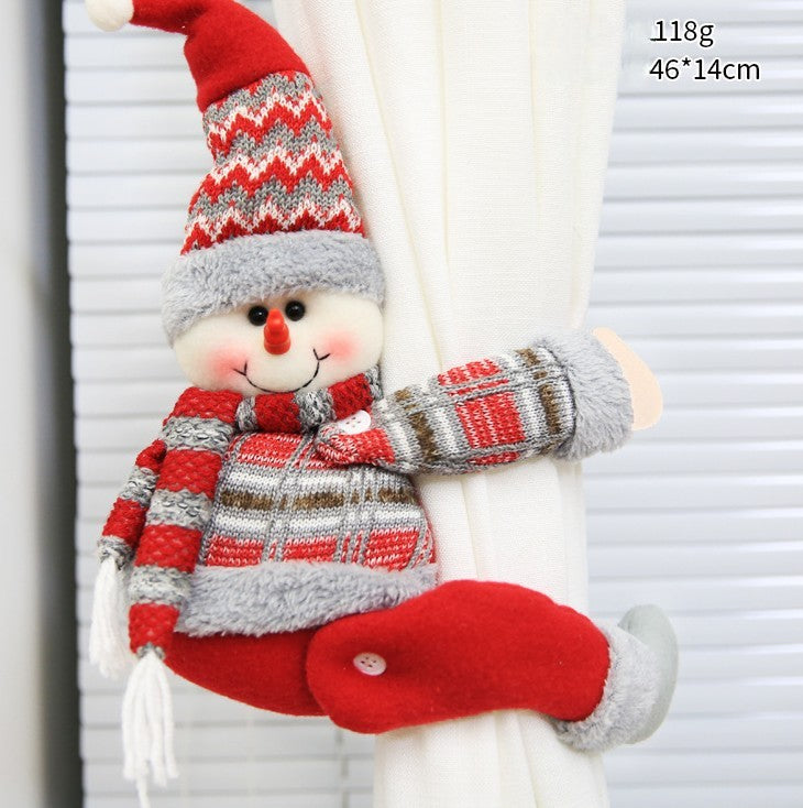 Plush Character Curtain Tieback Christmas Decor - Snowman