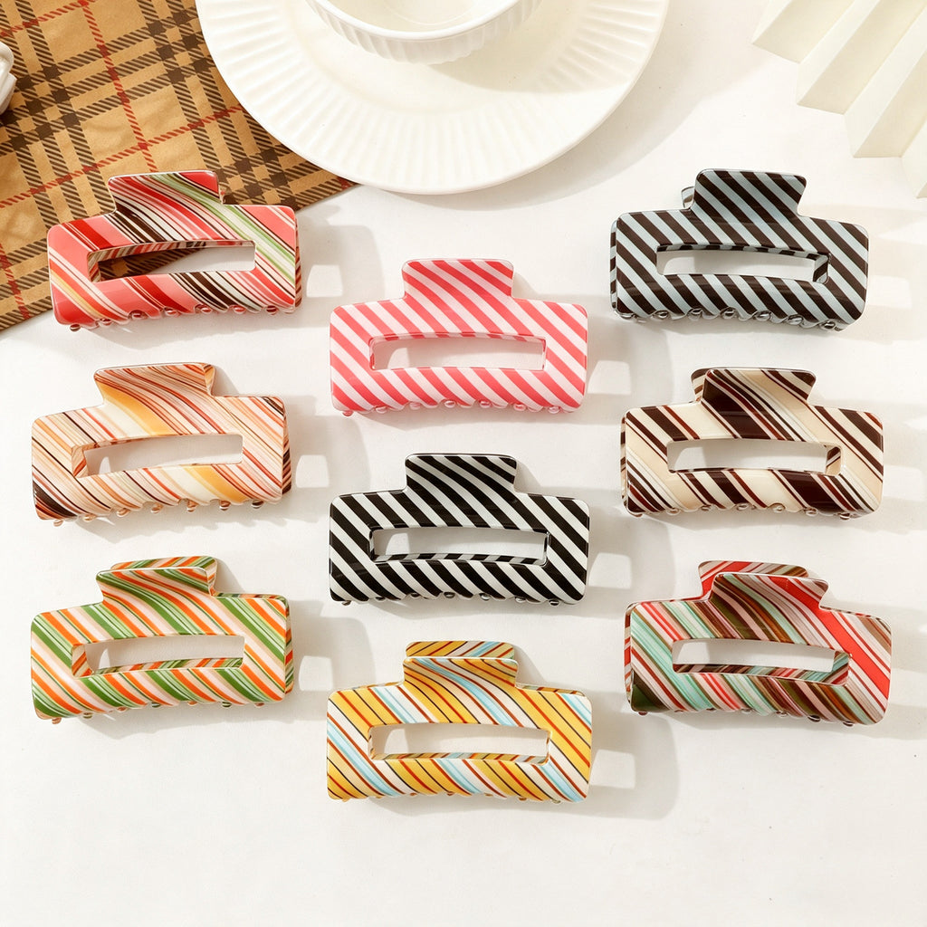 Diagonal Stripe Cutout Rectangle Claw Clip - view 1