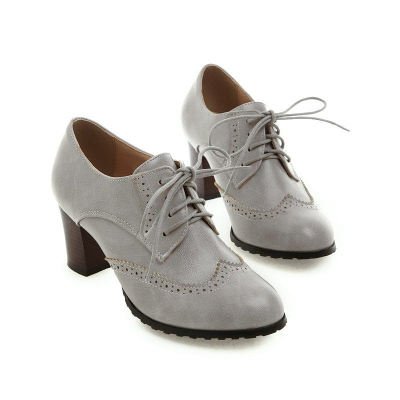 Vintage Heeled Brogue Oxford Shoes