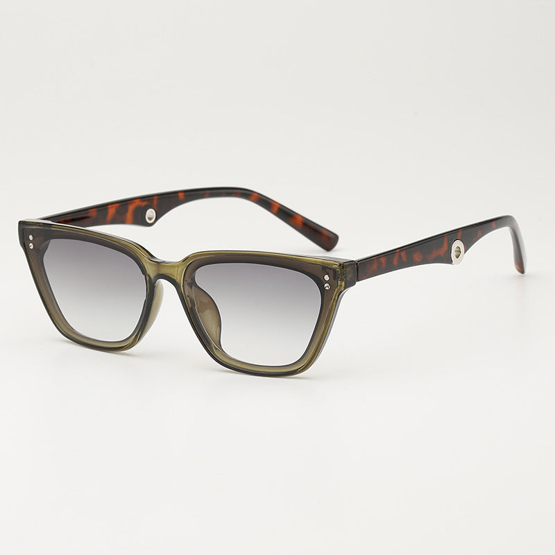 Contrast Brow Narrow Frame Sunglasses - Color_3
